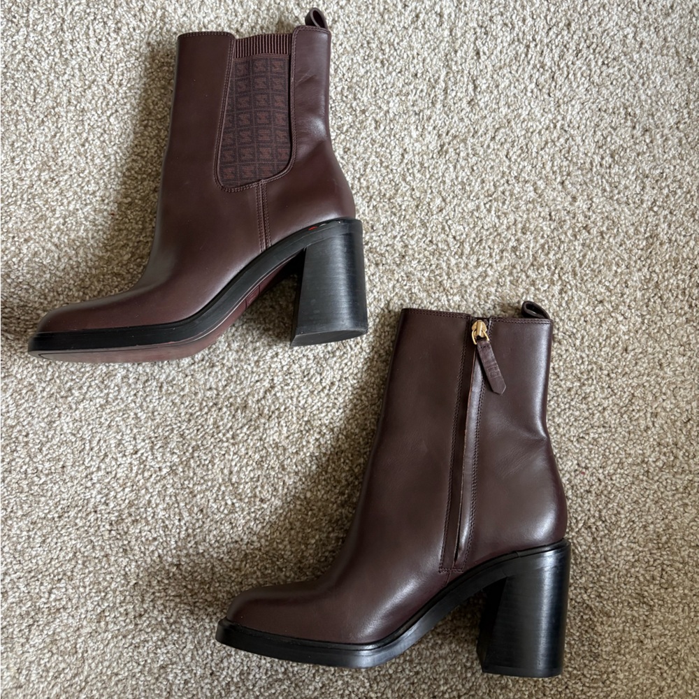 Franco Sarto Brown Leather Ankle Boots - Picture 2 of 10